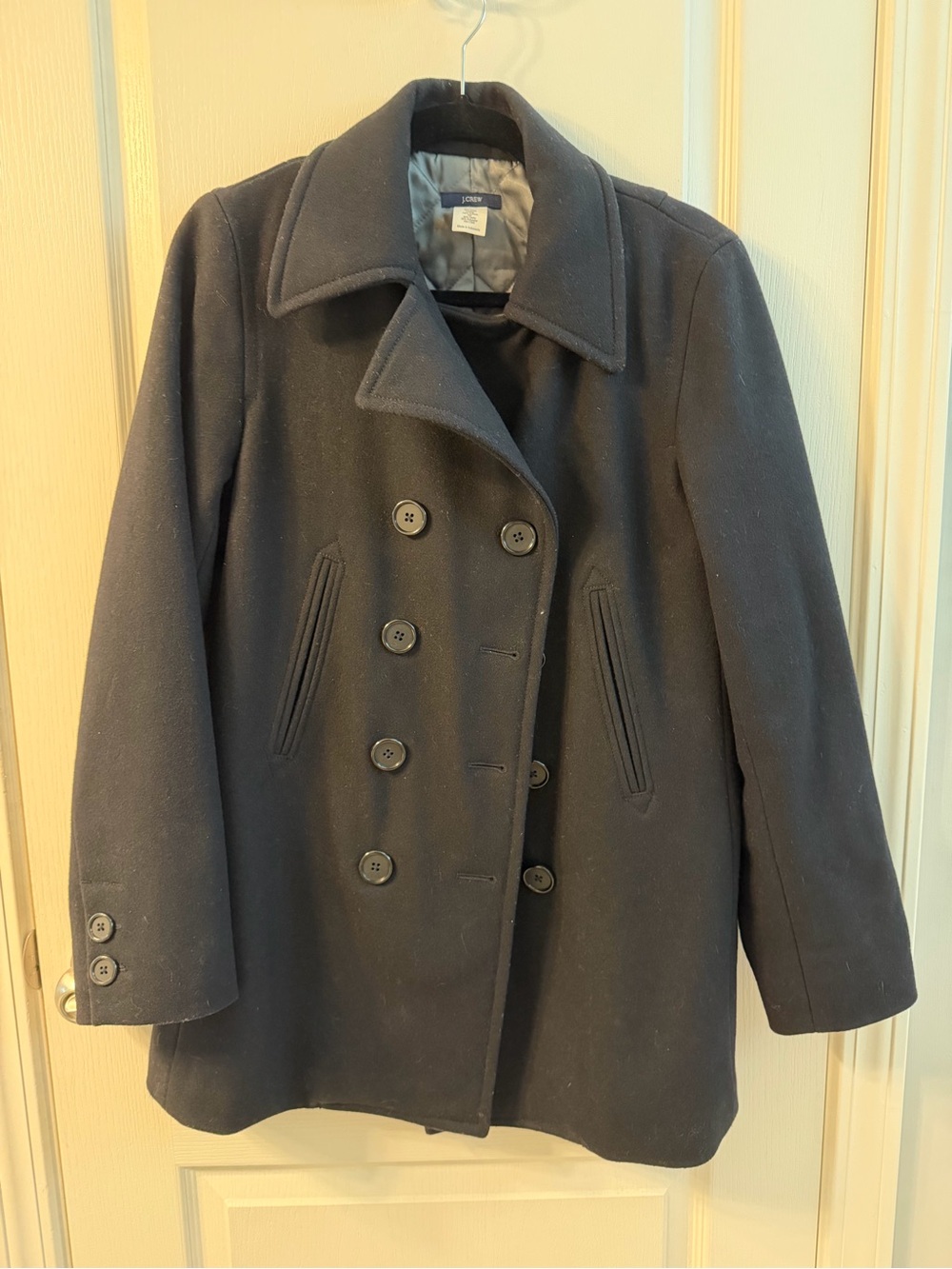 J.Crew Black Wool Double-Breasted Peacoat with Thinsulate - Size Small - Picture 4 of 8